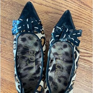 Sam Edelman  black patent leather and leopard ballerina flats